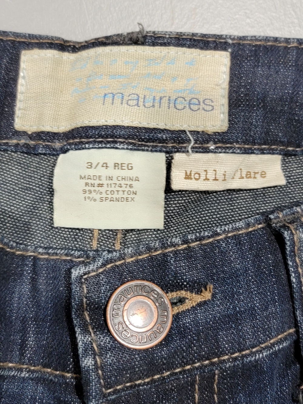 Maurices Dark Indigo Slim Women's Jeans with Copper Button
